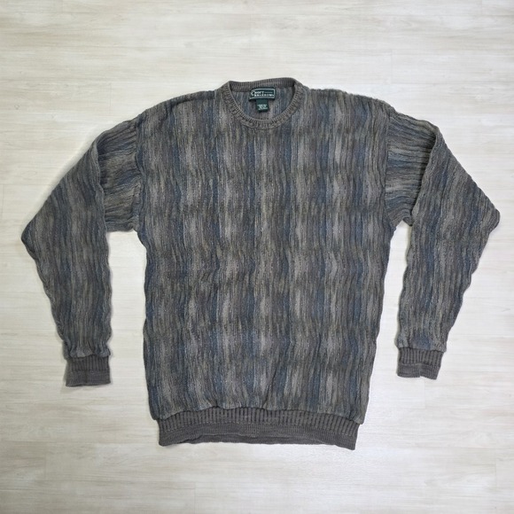croft & barrow Other - Vintage Croft & Barrow Coogi Style 3D Knit Sweater Brown Blue Size Large Tall